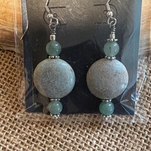 Chic Green Stone Drop Earrings